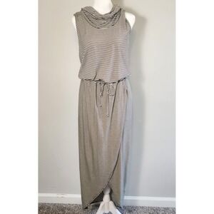 Dolan Left Coast Collection Striped Sleeveless Maxi Dress Small Black White Wrap